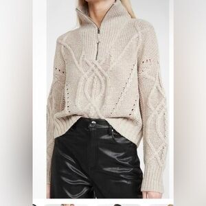 SKULL CASHMERE Sweater Womens s Cream Lyndsay Cable Knit Half Zip Chunky xs